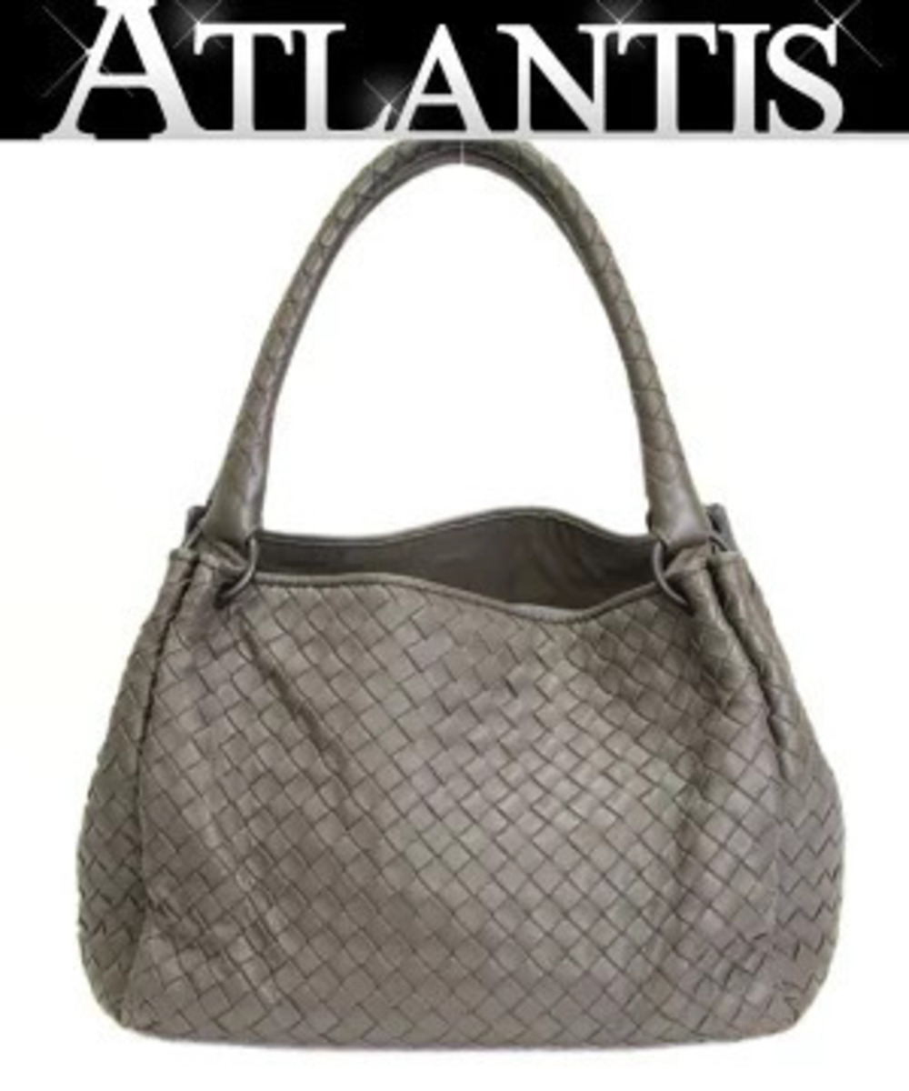 Bottega Veneta Intrecciato Handbag Leather Greige Gray